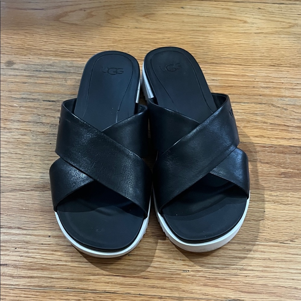 UGG Black Cross Strap Slides